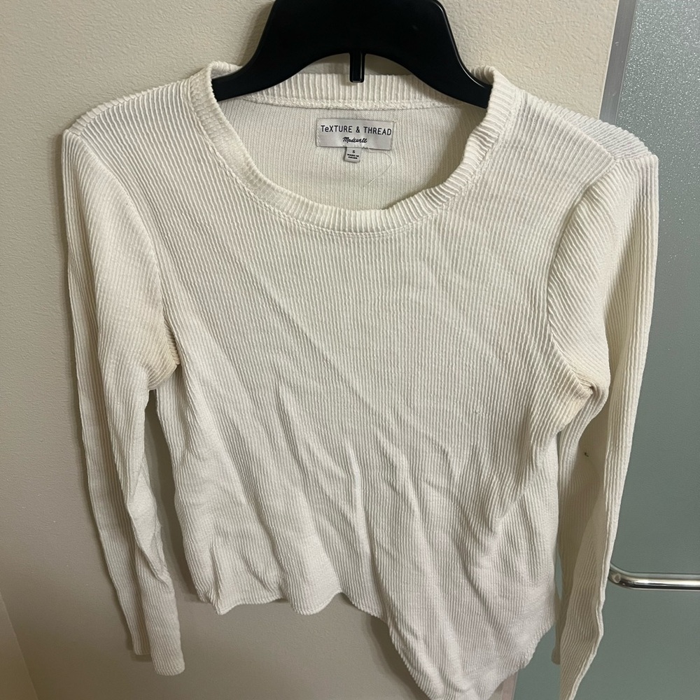 Women's Cream Ribbed Top